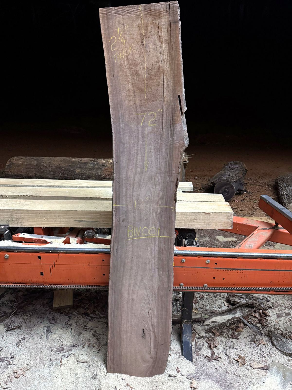Black walnut double live-edge slab, lot BW001